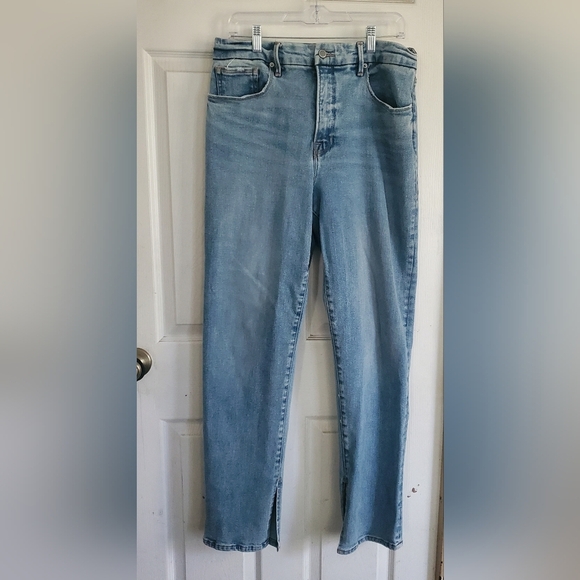 Good American Good Boy Womans Jeans, With Slits On Inside Of Leg At Bottom - Picture 1 of 5